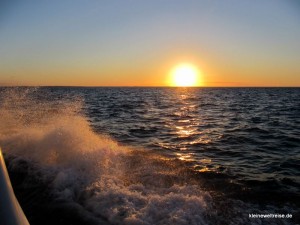Rückfahrt bei Sonnenuntergang