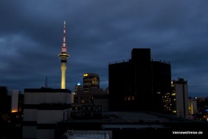 Aussicht auf den Sky Tower von unserem Zimmer