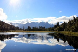 Der Lake Matheson am Morgen Der Lake Matheson am Morgen